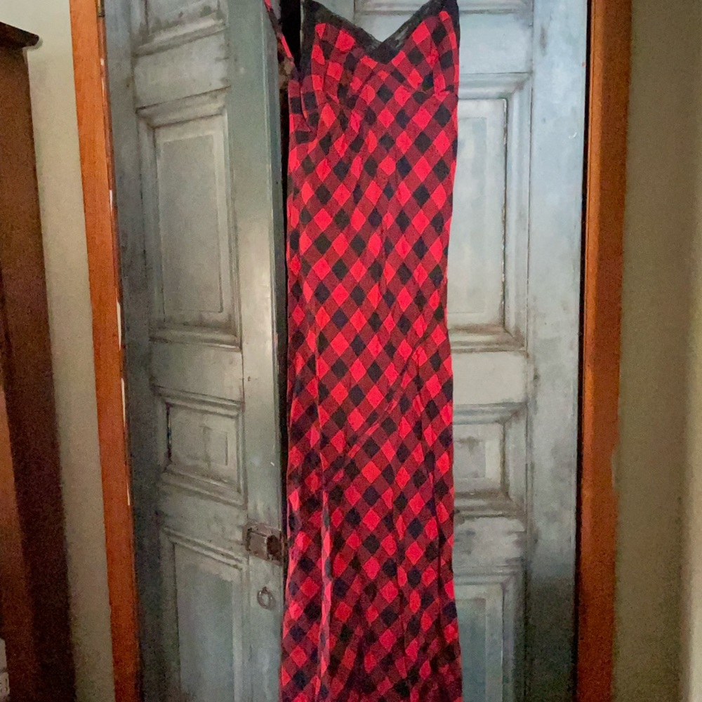 Denim & Supply by Ralph Lauren 100% cotton Buffalo check maxi lace slip dress - Picture 2 of 7